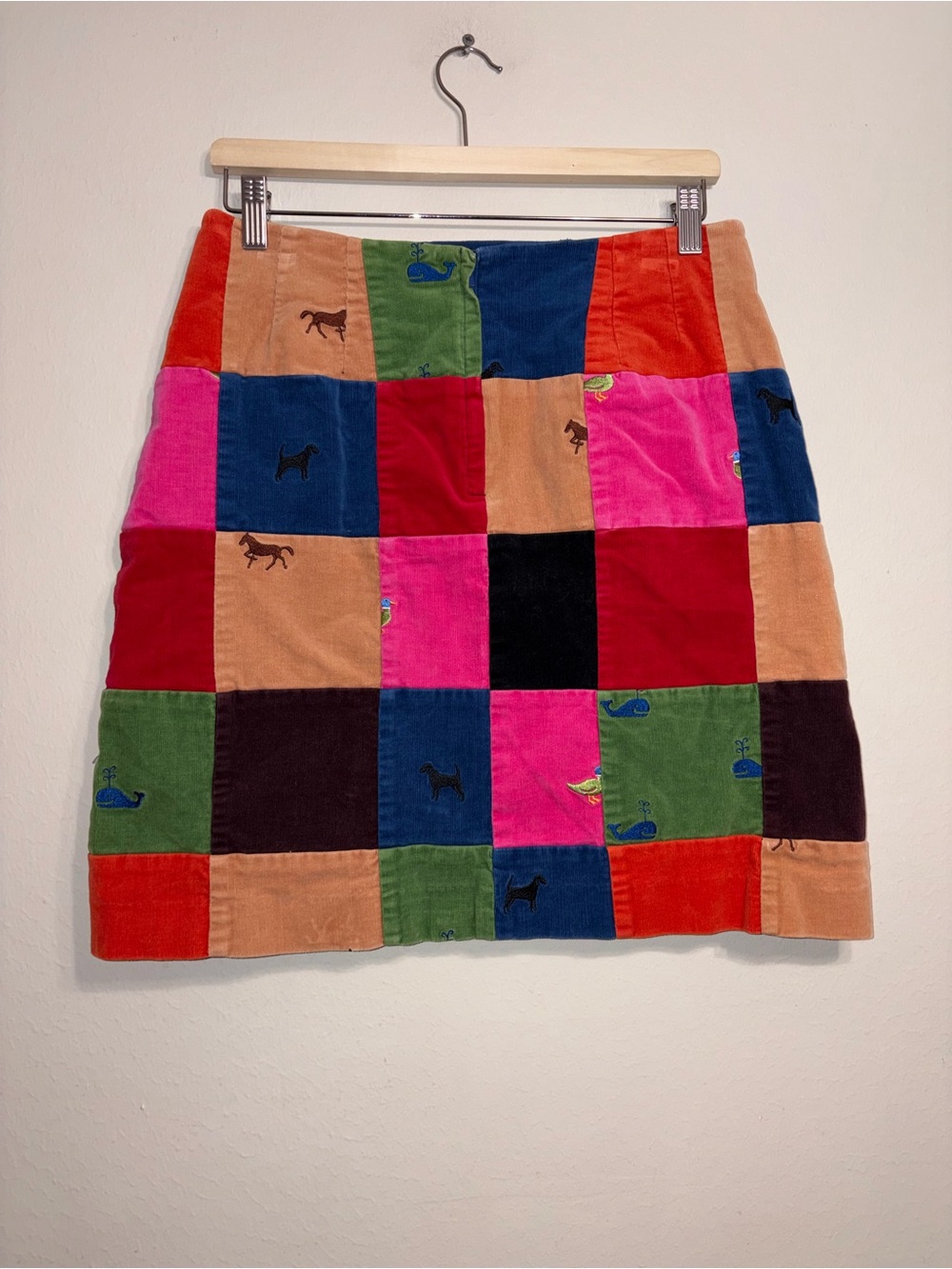 Vintage Lilly Pulitzer Patchwork Corduroy Mini Skirt in Multicolor Size 6 - Picture 2 of 7